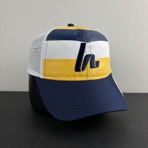 Howies Hockey Tape Post Game Hat Navy Yellow White Striped Mesh Trucker Snapback